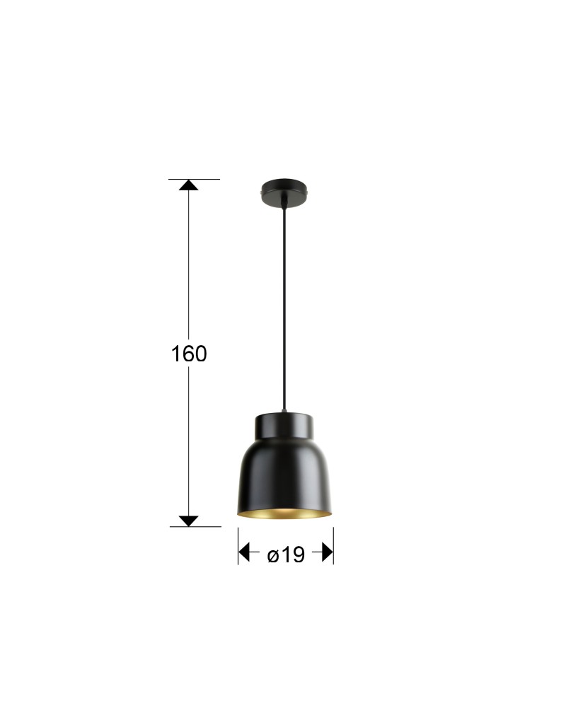 I3-VULCANO- LAMPARA 1L -NEGRO/ORO